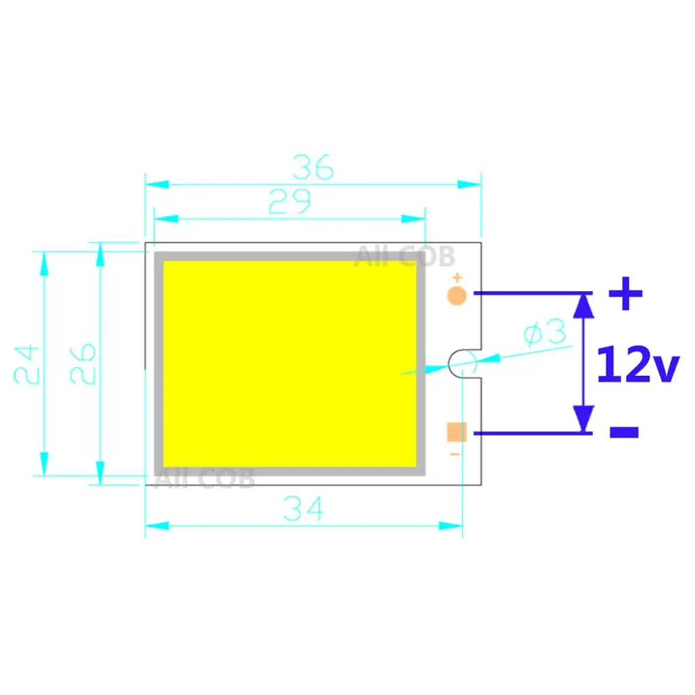 hot sale Mix Square LED COB Strip 40*35 40*20 36*26 26*16mm moudle 9V 12V DC 2W 3W 4W 6W Cold White COB Car Reading Light Source