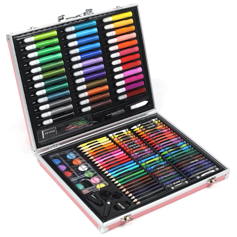 150pcs Art Set,children's Painting Tools Set. Watercolor Pens. Art Supplies with Aluminium Boxes