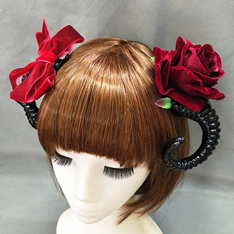 Épingle à cheveux gothique Lolita SAFHorns, nœud papillon rose, griffe Steampunk, pinces à cheveux Halloween, accessoires pour cheveux, vêtements de sauna