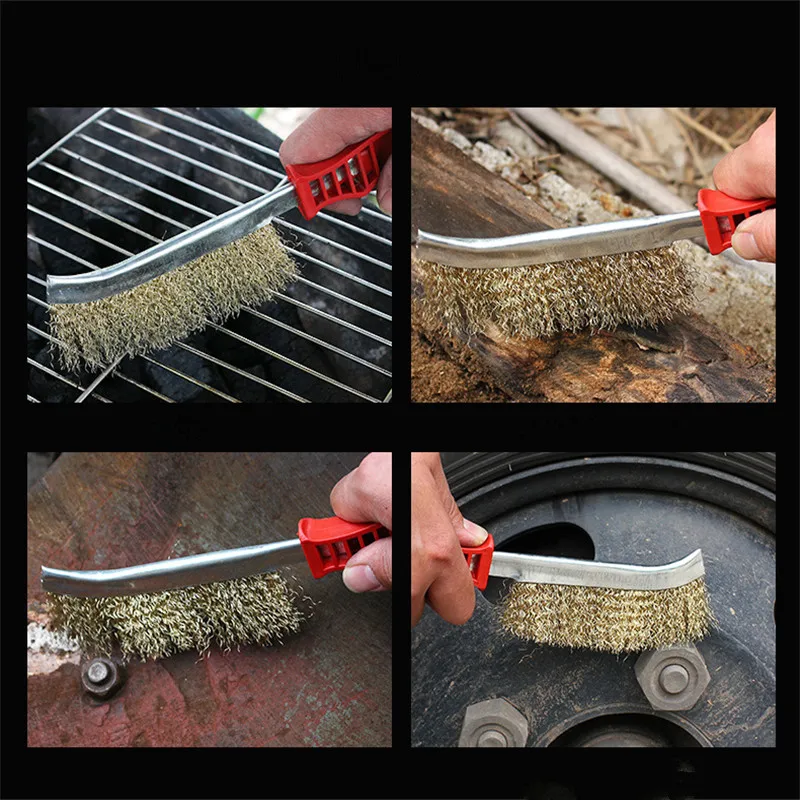 Multifunction Knife-shape Brush Stainless Steel Wire Copper Coating Cleaning Polishing Brush for Removing Rust Deburring