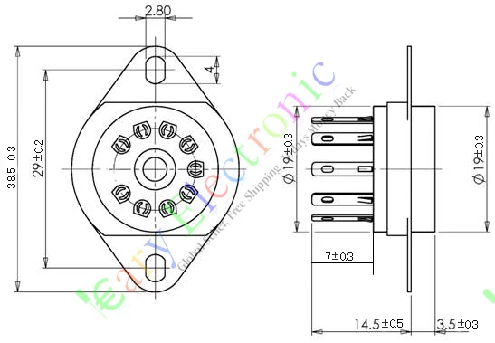 Wholesale and retail 8pcs 9pin MINI Ceramic vacuum tube socket valve base for 12AX7 12AU7 ECC83 ECC82 free shipping