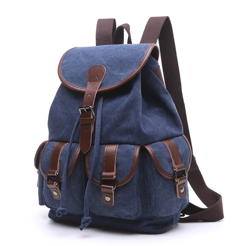 Casual Women Canvas Backpack Drawstring Bag Schoolbag for Teenagers Girls Bagpack Vintage Knapsack Mochila Bolso Travel Rucksack