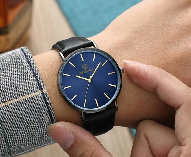 New Men\'s Watch Ultra-thin Fashion Watches Leather Simple Business Quartz Wristwatch Roman Masculine Male relojes Casual Clock