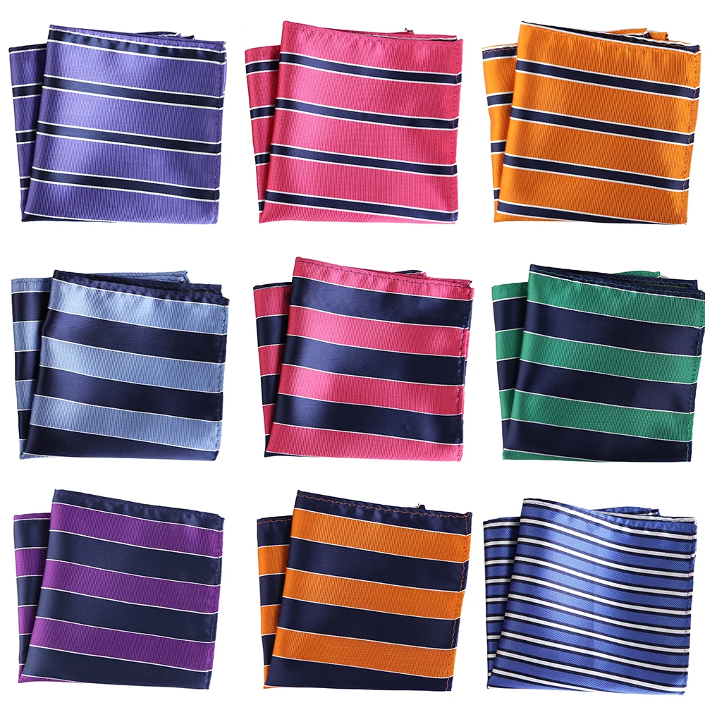 Luxury Men\'s Handkerchief Striped Checkered Plaid Woven Hankies Polyester Hanky Business Pocket Square Chest Towel 25*25CM