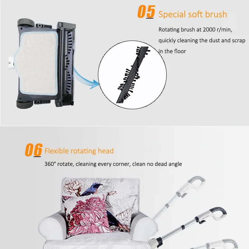 Интеллектуальный Электрический пароочиститель, бытовая 2 в 1, подметающая машина для уборки, высокотемпературная Паровая очистка