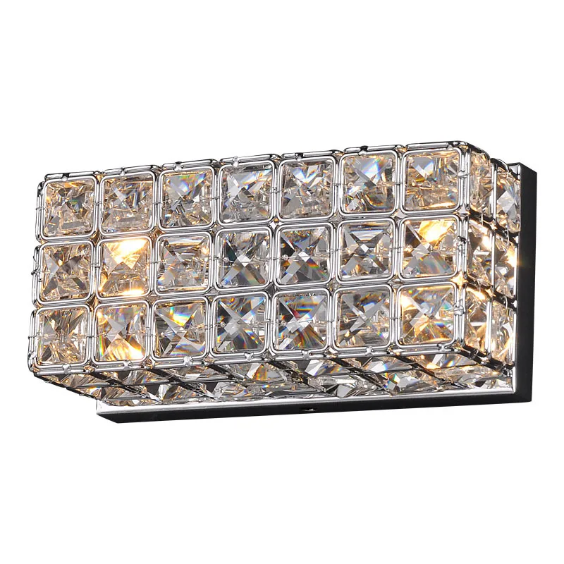 

Modern Crystal Bedsides Wall Lamp Corridor Square Box Crystal Wall Lights Balcony Hallway Mirror Front Crystal Wall Sconces