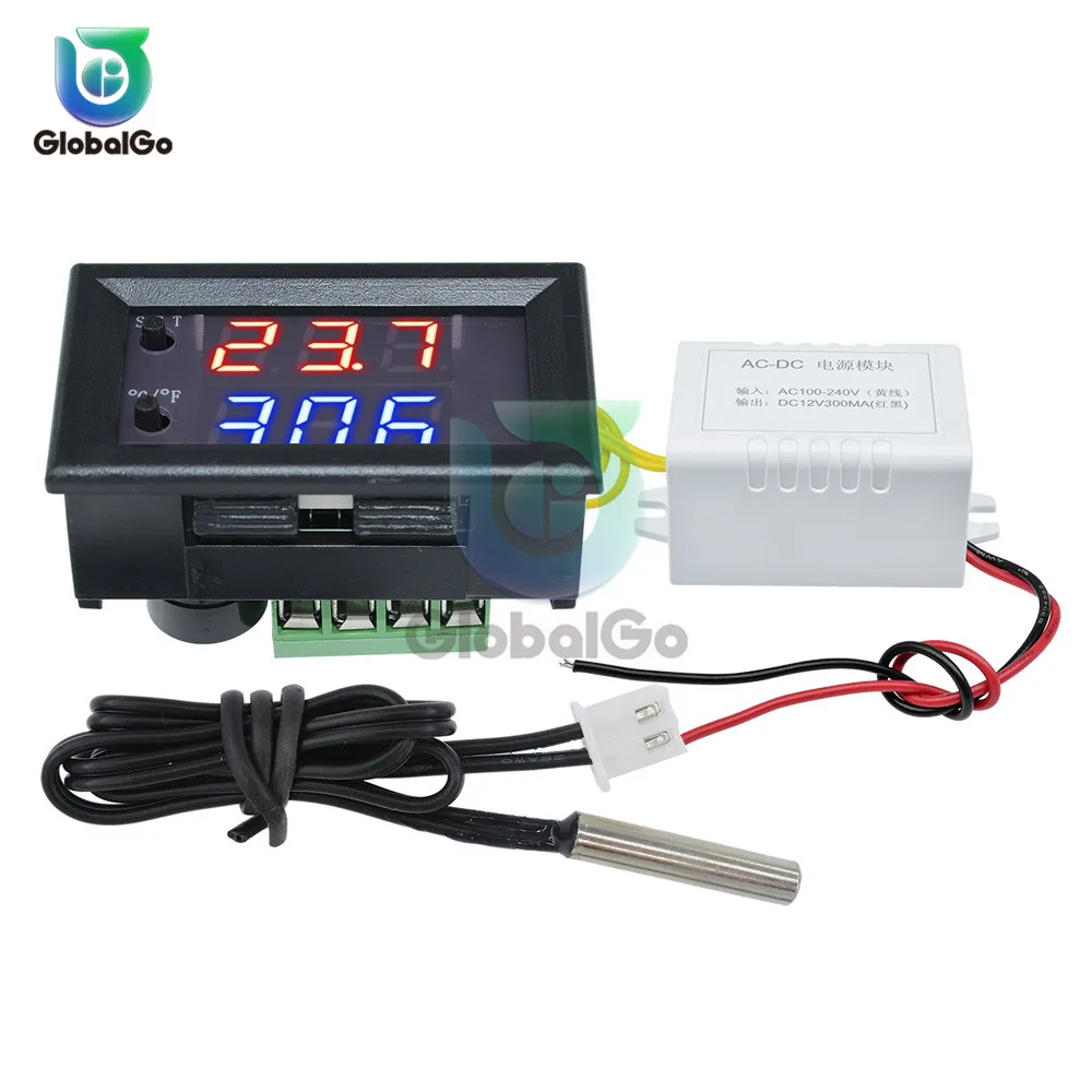 W1209WK W1219 LED Digital Temperature Control Controller Switch 30CM NTC Sensor DC 12V AC110-220V Thermostat Regulator Tool