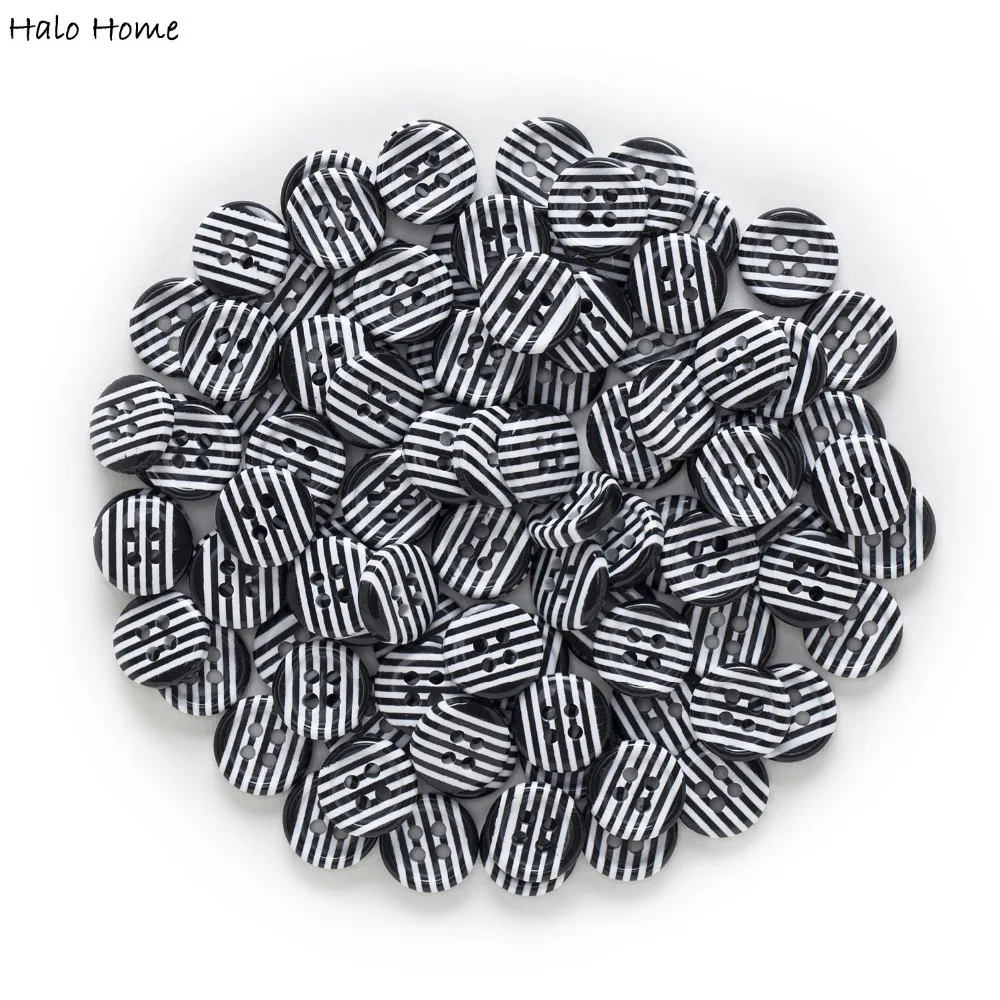 30pcs Stripe Resin Round Buttons Sewing Scrapbooking Handwork Clothing Home Gift Decor 11mm