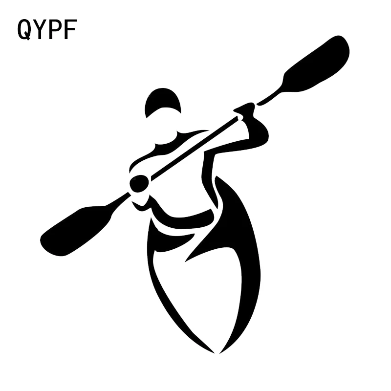 QYPF 13.9*14.3CM 패션 패들링 카누 그래픽 장식 자동차 스티커 비닐 액세서리 오토바이 C16-1197