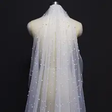 Long Pearl Bridal Veil 3M with Pearls #3