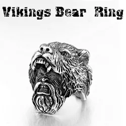 BEIER new store 316 Stainless Steel Unique Viking Bear Head Animal Ring Punk Men's Ring Fashion Jewelry LLBR8-648R