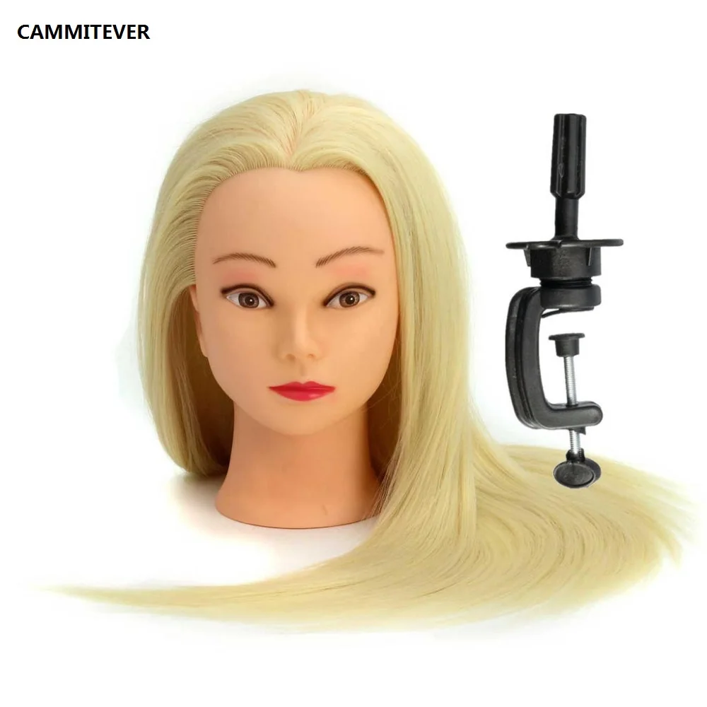 CAMMITEVER Blonde Hair Mannequins Salon Hairdressing Hair Styling Training Head 20''