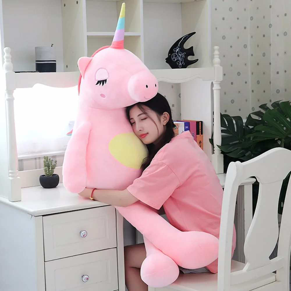 Hot New arrival large unicorn plush toys cute rainbow horse soft doll stuffed animal best toys for children girl gift christmas