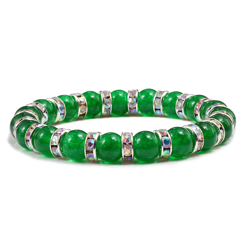 New Chrysoprase Yoga Bracelets Green Aventurine Beads Bracelets for Women Men Friendship Bangles Rhinestone Jewelry Friend Gift