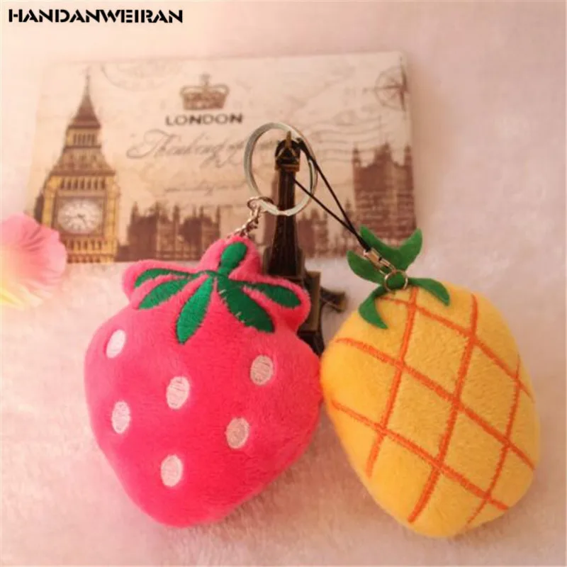 1PCS Mini Fruit  Plush Toy Strawberry Pineapple Small Pendant Cute PP Cotton Toys Kids Girls Playmate Ornaments Gifts