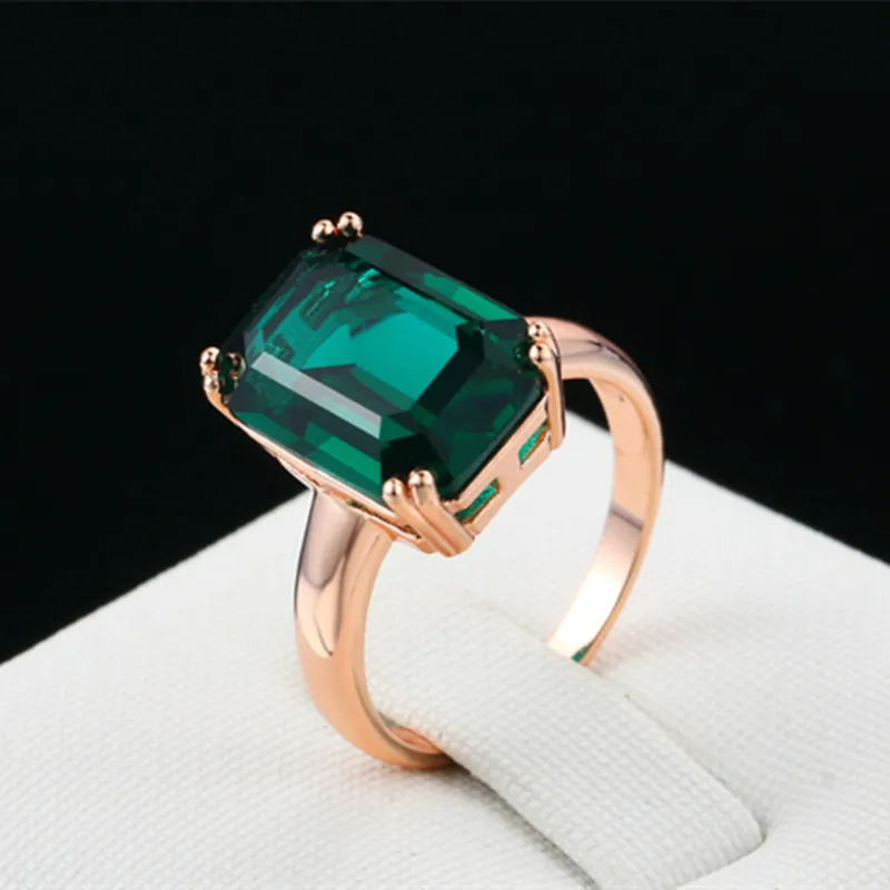 CC Rings For Women Ladies Vintage Bridal Wedding Jewelry Rose Gold Plated Green Stone Drop Shipping Anillos Bijoux CC1241