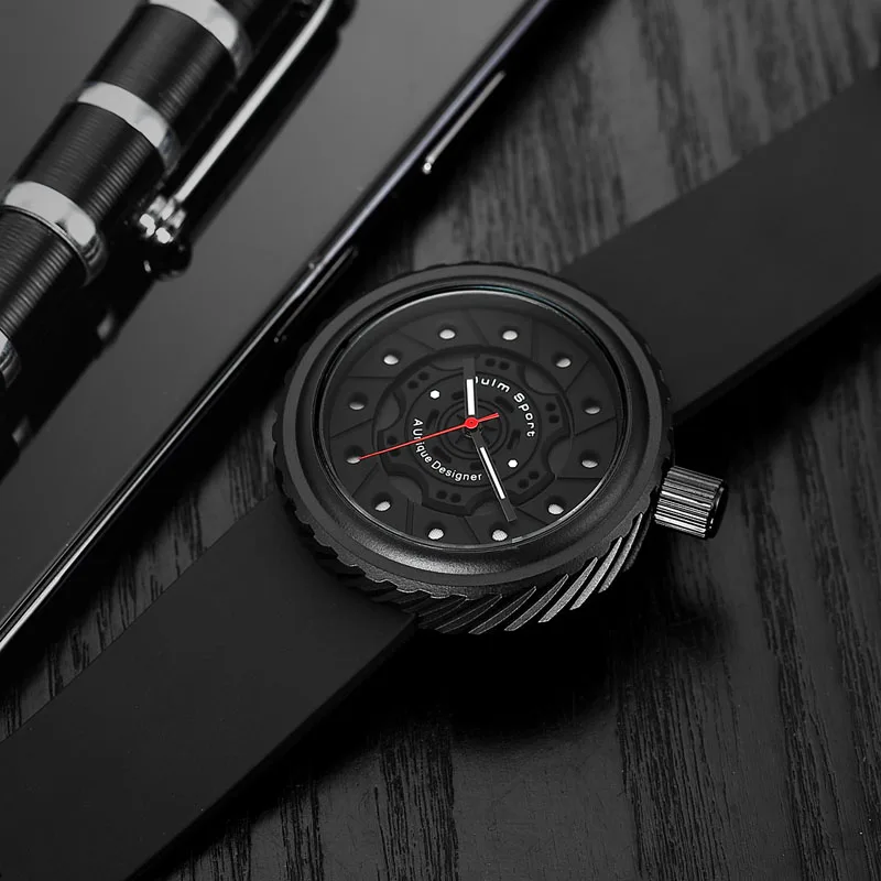 Fashion Men Watches Unique Creative Mechanical Sense Design Watch Male Clock Silicone Strap Quartz Wrist Watch Relogio Masculino