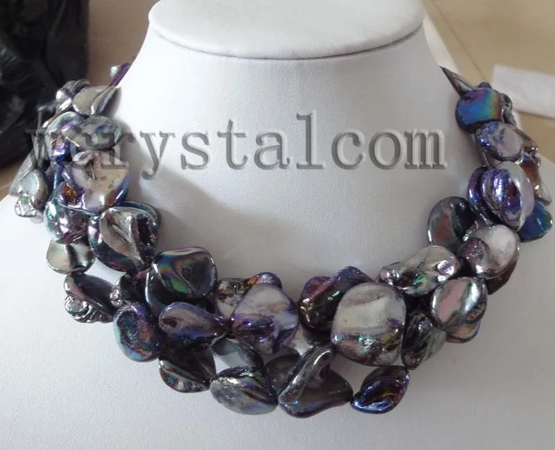 

4 Strand Rainbow Black Mother of Pearl Shell Necklace