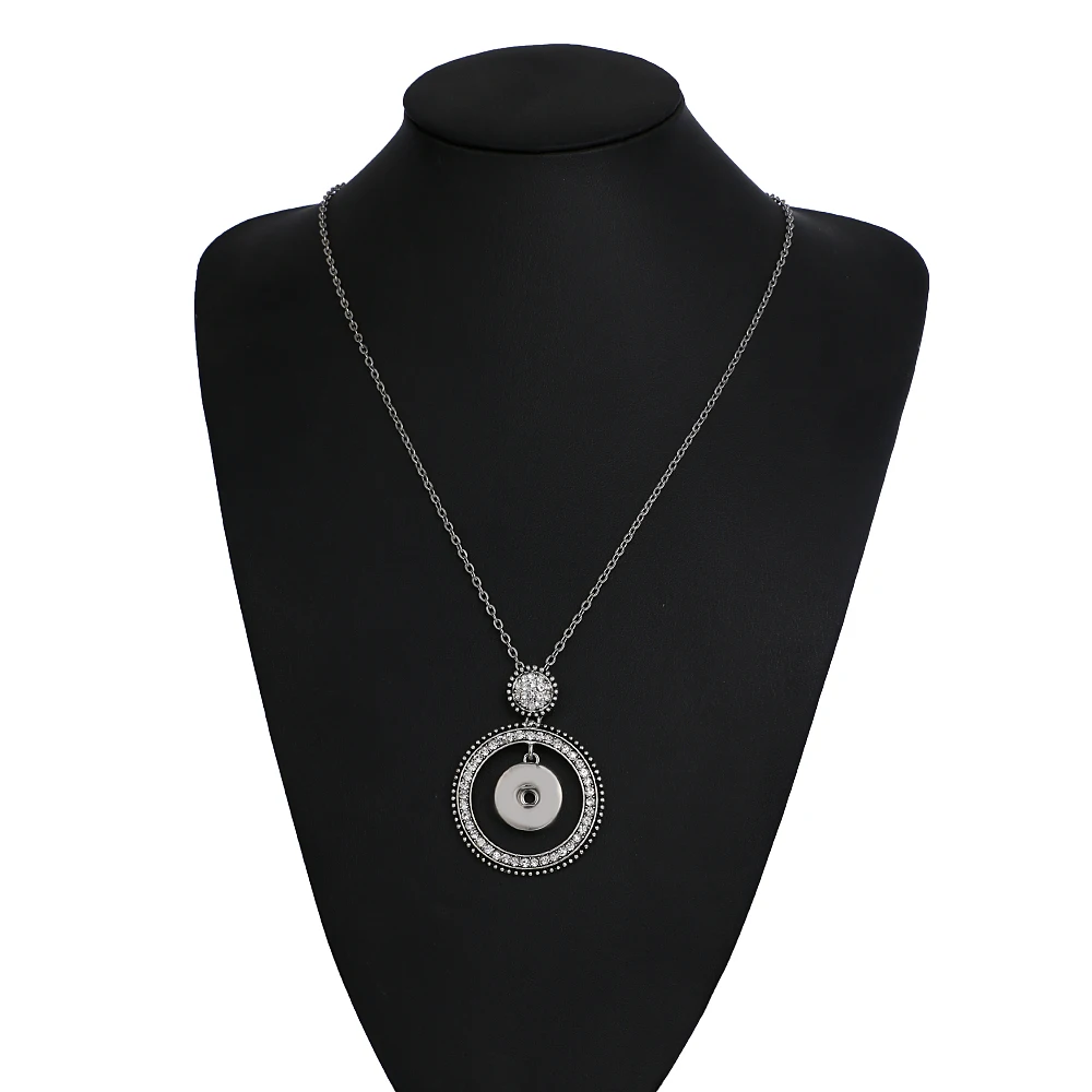 New triangle round Oval crystal snap pendant necklace fit 18mm snap buttons Wholesale XL0116 Gift DIY jewelry