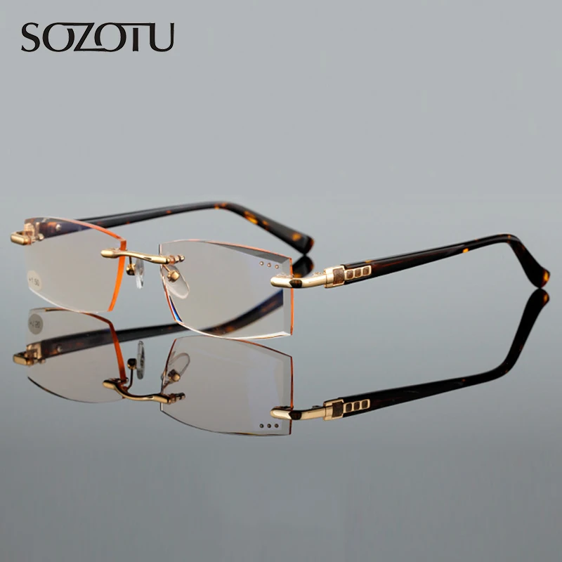 

Rimless Reading Glasses Men Women Diopter Glasses Male Presbyopic Acetate Frame Eyeglasses +1.0+1.5+2.0+2.5+3.0+3.5+4.0 YQ482