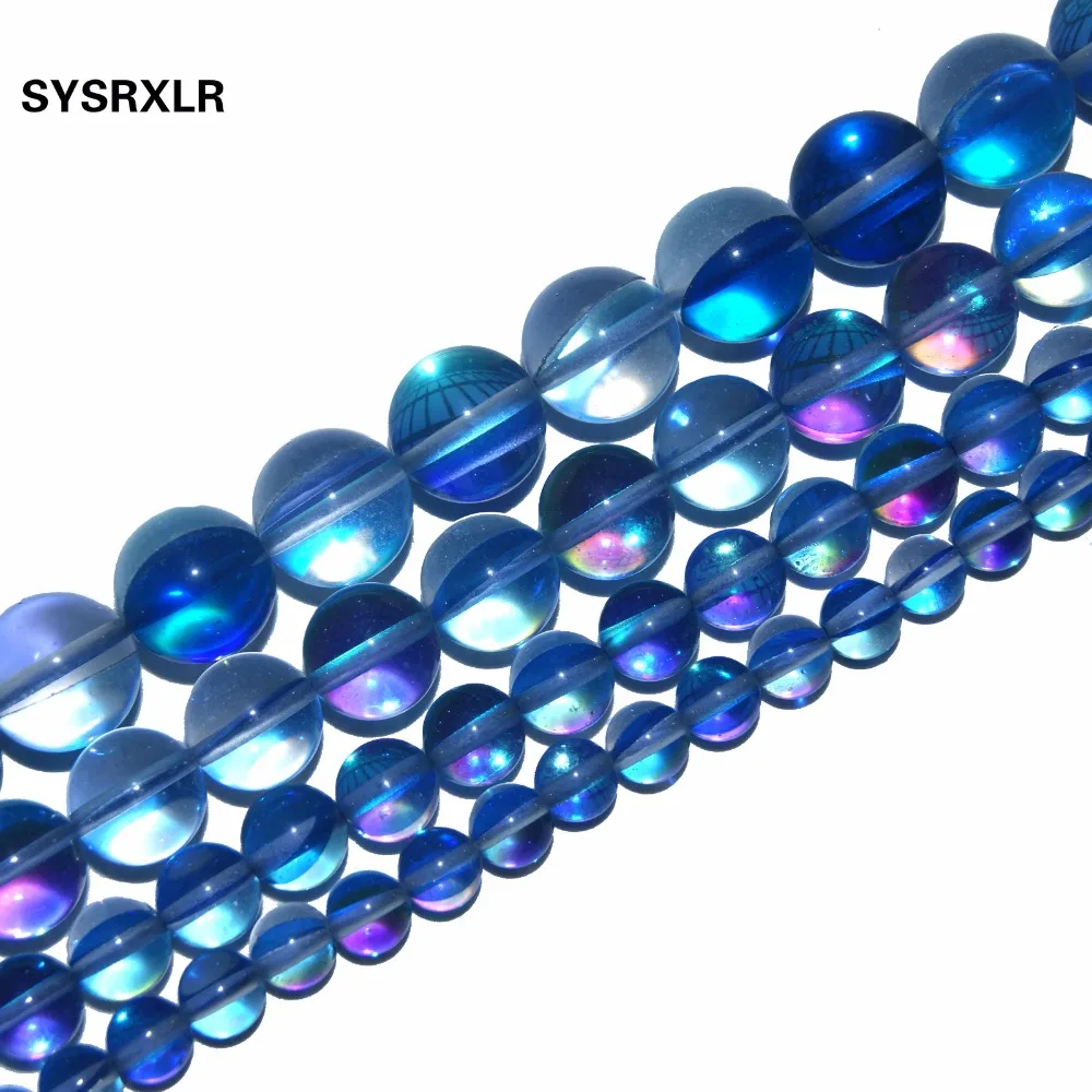 

Natural Blue Aqua Aura Quartz Crystal 6 8 10 12 MM Diy Bracelet Necklace Round Branelli Bracelet Necklace Craft Jewelry