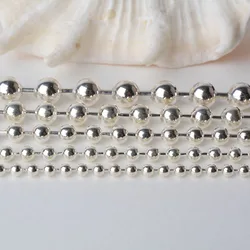 Solid 925 Sterling Silver ball Chain Loose Link Rope for Jewelry Diy Components and Findings