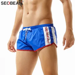 SEOBEAN Shorts de praia seca rápida para homens, corredores soltos, tecidos de nylon, shorts masculinos, estilo casual