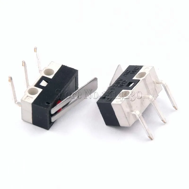 10Pcs Limit Switch Push Button Switch 1A 125V AC Mouse Switch 3Pins 90 Degree Curved Needle Micro Switch