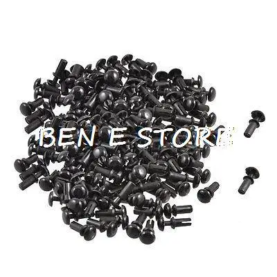 200PCS Schwarz Nylon 2,6mm Ø Unten Drücken Clips Nieten Befestigungen R2655