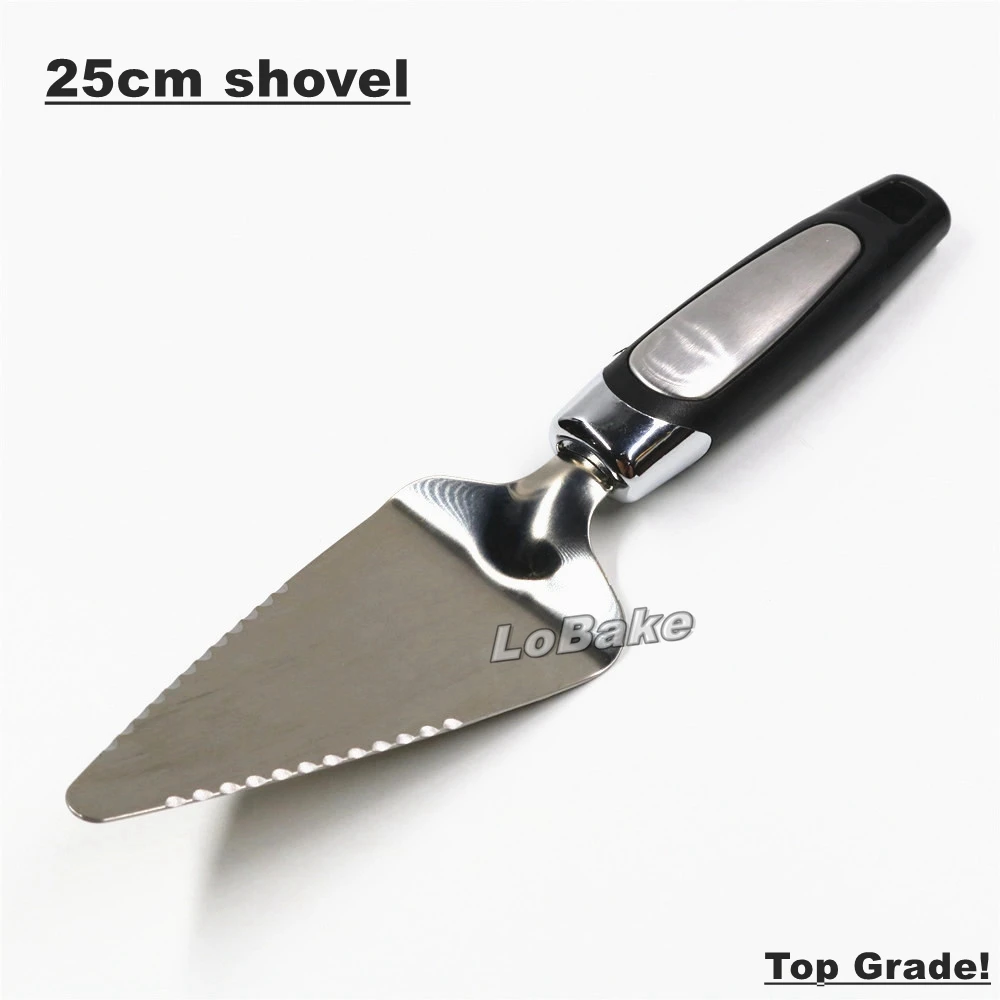 Top stainless steel 25cm trigon curved shovel with teeth blade pizza cutter cake server BBQ tools for kitchen cooking gadgets