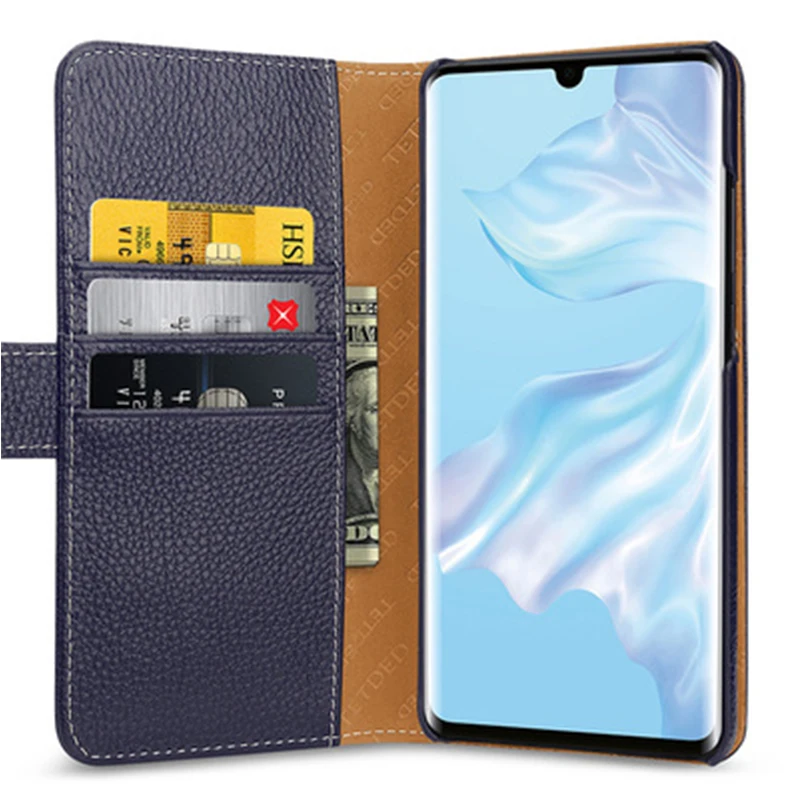 

Multi-function Wallet Case for Huawei P30 with Card Slots Luxury Genuine Leather Phone Skin for Huawei P30 Pro P30 Lite