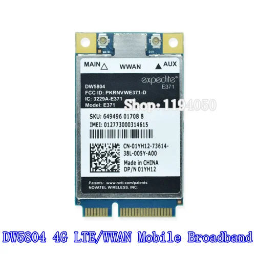 Unlocked Wireless DW5804 4G LTE / WWAN Mobile Broadband Access 01YH12 E371 PCI-E 3G / 4G Cards WLAN Module WCDMA Modem