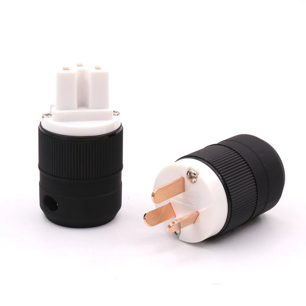 

2PC Hi-End Pure copper AU Mains Power Plug Male Copper Connector Cable Cord 3 Pin HiFi AMP CD player