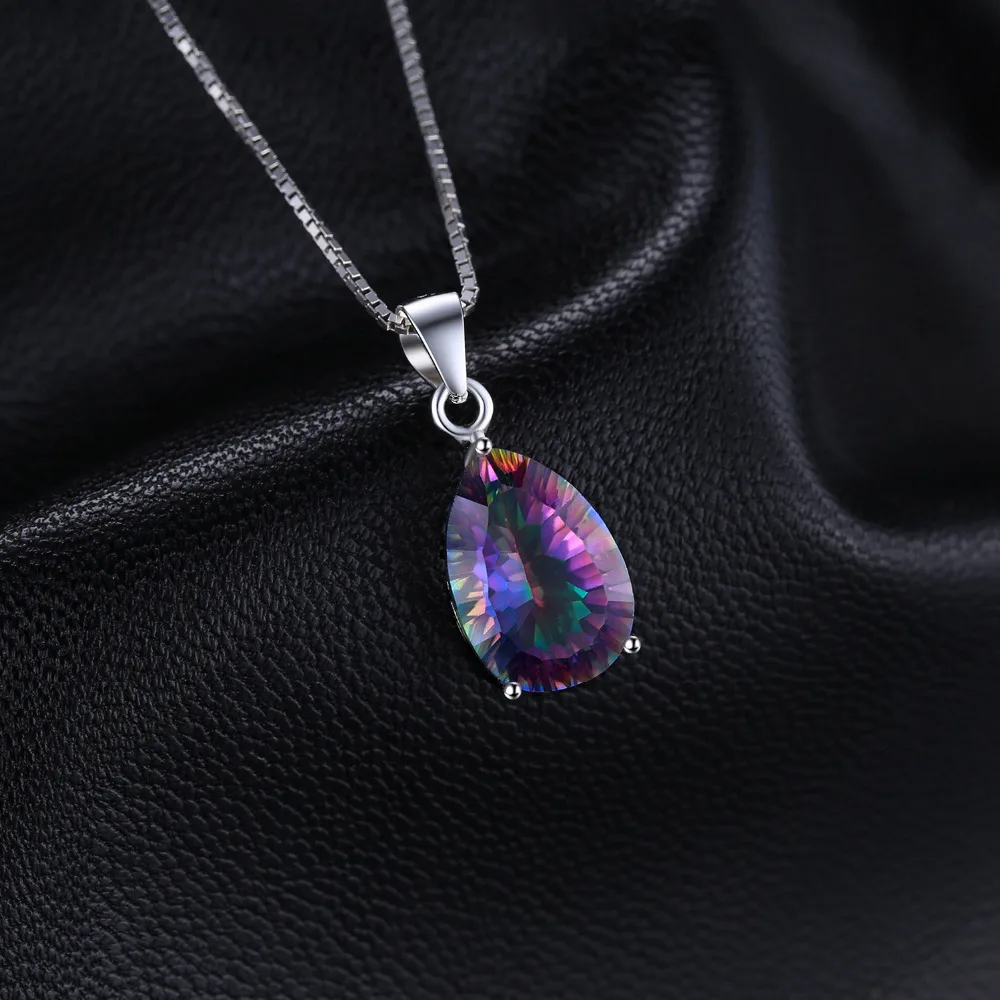 JewelryPalace 5ct Natural Rainbow Mystic Quartz 925 Sterling Silver Pendant Necklace for Woman Fashion Gift No Chain New Arrival
