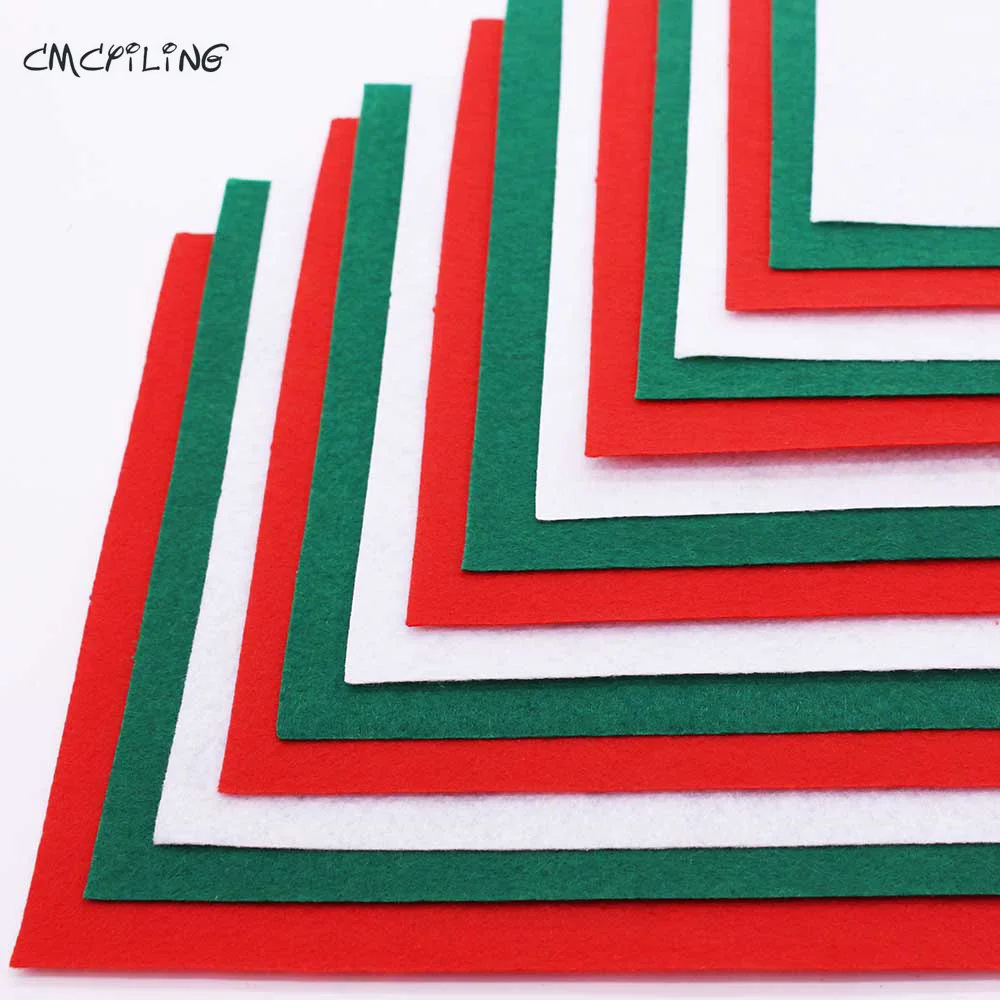 1mm Christmas Red Green White Hard Felts,Sheets Fort DIY Arts Crafts & Sewing Scrapbook Hometextile