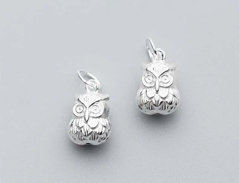 1pc/Lot 925 Sterling Silver Cute Owl Charms 14x9x7mm Women Men Jewelry Pendants DIY Bracelets&Necklace Jewelry Materials