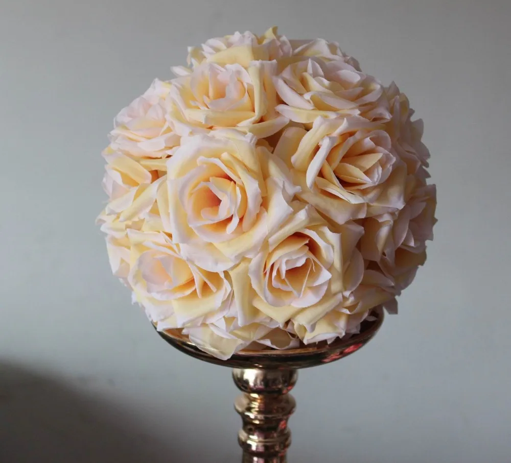 

SPR 15cm champagne Elegant Artificial Silk Crimping Rose Flower Ball Hanging Kissing Ball Wedding Room Party Decoration Supplies