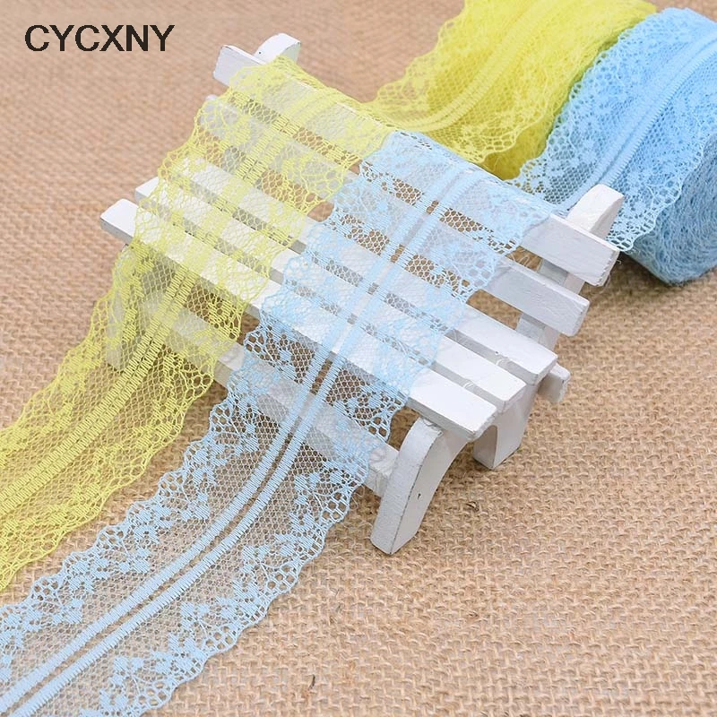 20m White Lace Trim 4cm Beautiful Lace Ribbon Tape DIY Embroidered African Lace Fabric for Sewing Accessories Wedding Craft