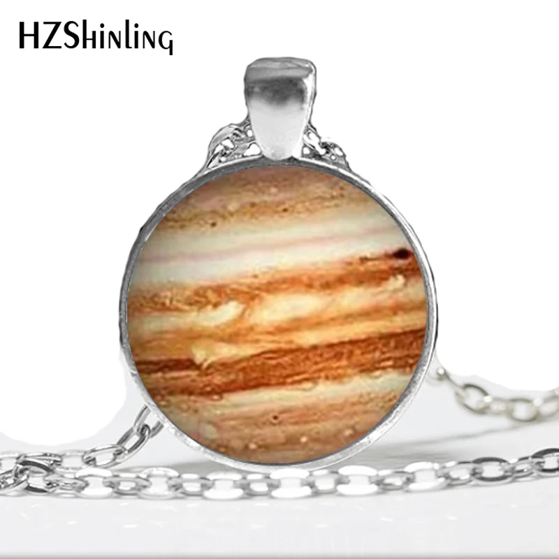 Jupiter Necklace Glass Pendant Orange Planet Pendant Science Jewelry Geek Jewelry Space Necklace A-051 HZ1