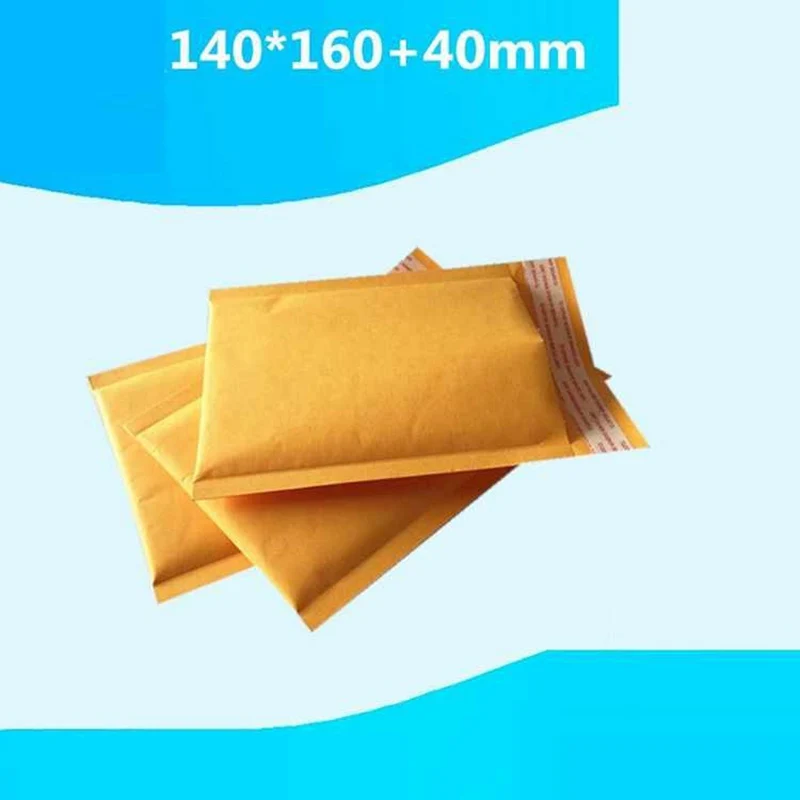 40pcs 140mm*160mm+40mm Yellow Kraft Padded Envelope Mailing Bags Post Express Mailer Home Storage Bags