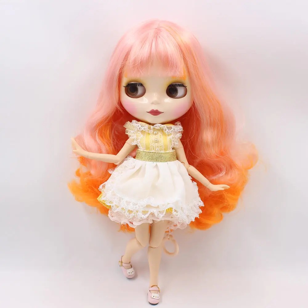 ICY DBS Blyth doll joint body pink mix orange hair with bangs white skin with big breast BJD ICY toy No.1010/2250