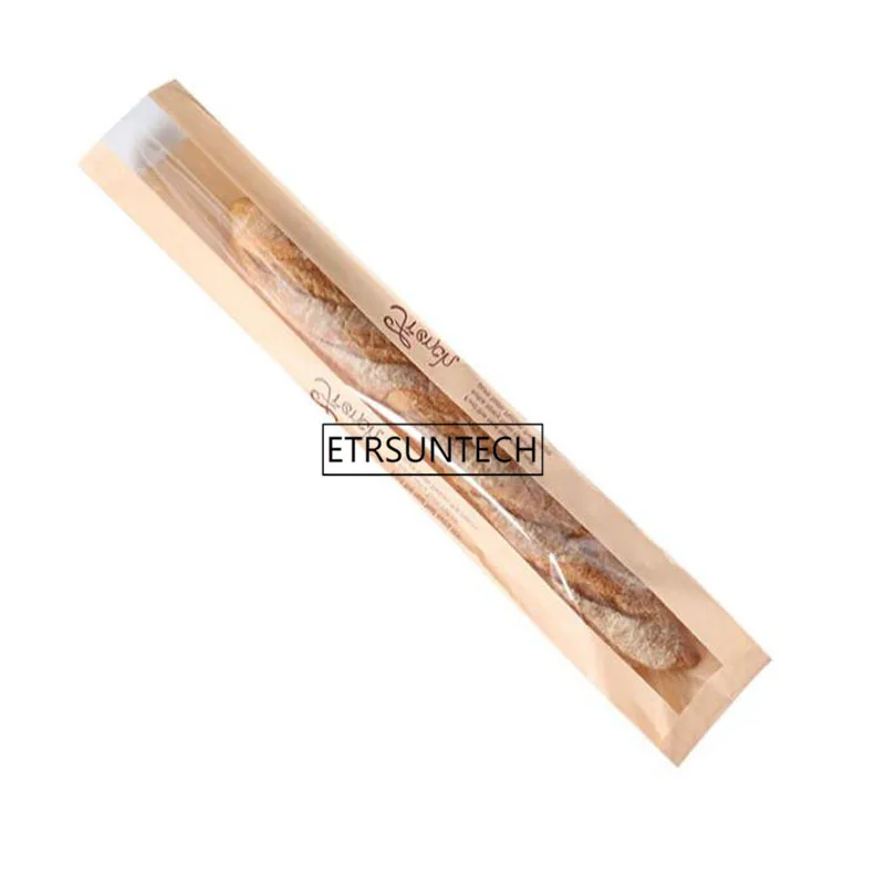 

Long baguette bags Laminating kraft paper window bags french baking package bags specials packaged for sale 500pcs