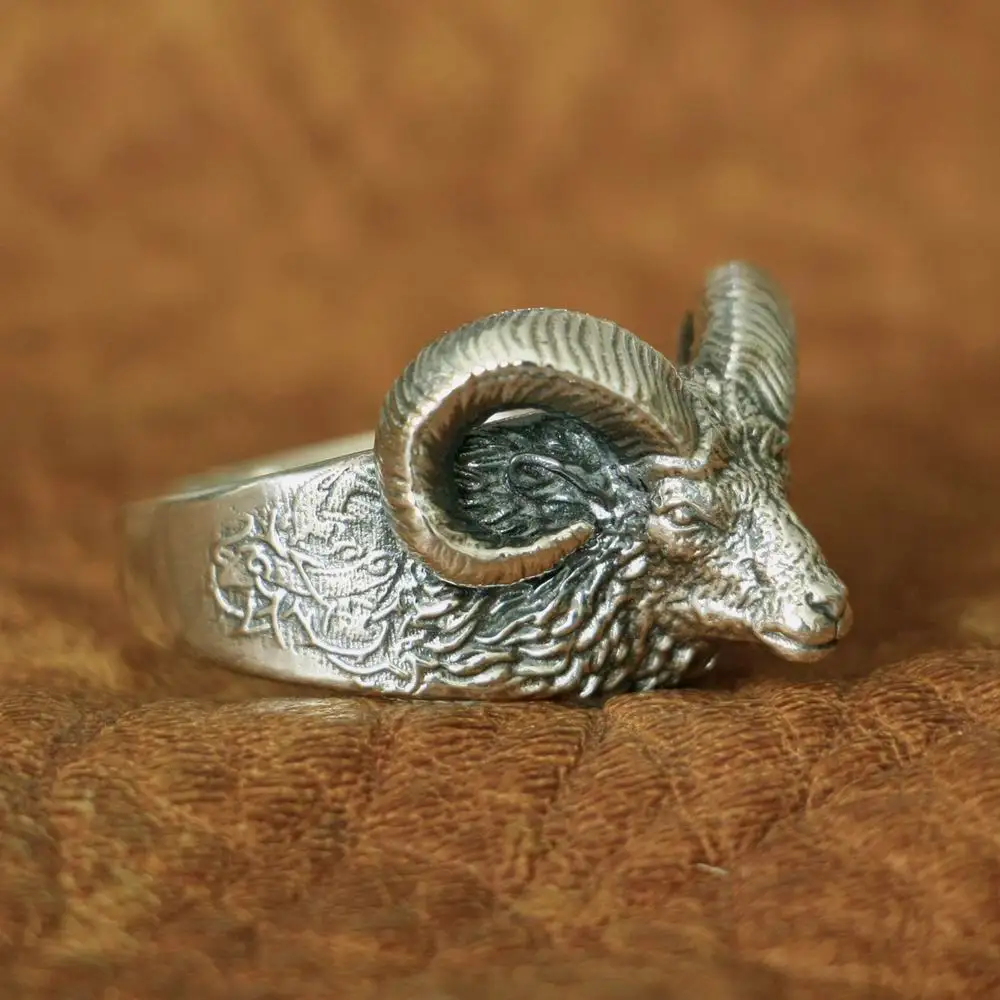 LINSION 925 Sterling Silver High Details Argali Ring Mens Biker Punk Ring TA145 US Size 7~15 BZ