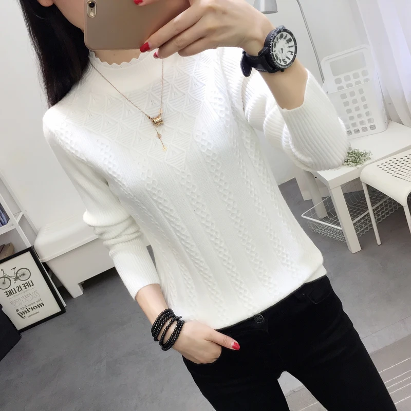 2024 NEW Winter Women Cashmere Sweater Half-high Collar Pullover Bottom Knit Sweater Short Style In Autumn And Winter Sweater