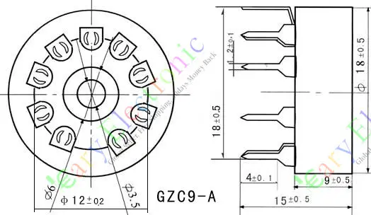 Prises de tube à vide en céramique, 4 pièces, or 9 broches PCB, base de valve 12AX7 12AU7 ECC83 6N11, vente en gros et au détail, livraison gratuite