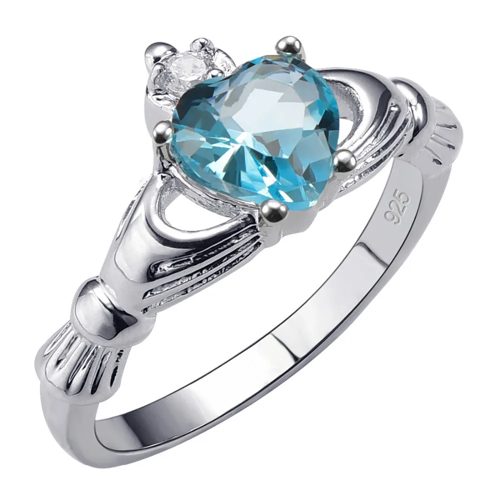 Hot Sale Exquisite Simulated Aquamarine 925 Sterling Silver High Quantity Ring Beautiful Jewelry Size 5 6 7 8 9 10 11 12 F1532