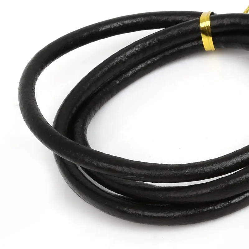 Genuine Real Leather Black Cord for DIY Jewelry Making round Rope String Multiple for Necklaces Bracelets 1/1.5/2/3/4/5/6mm