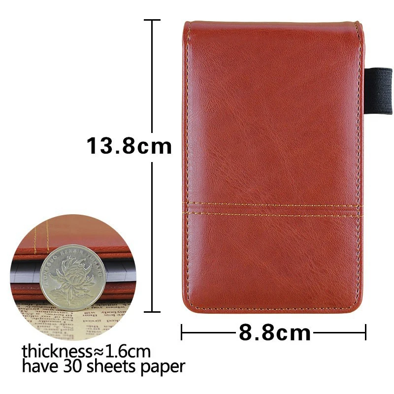 Business Pocket Notepad Leather Notebook Planner A7 Small Note Book With Pen and  Calculator Multifunction Office Stationery