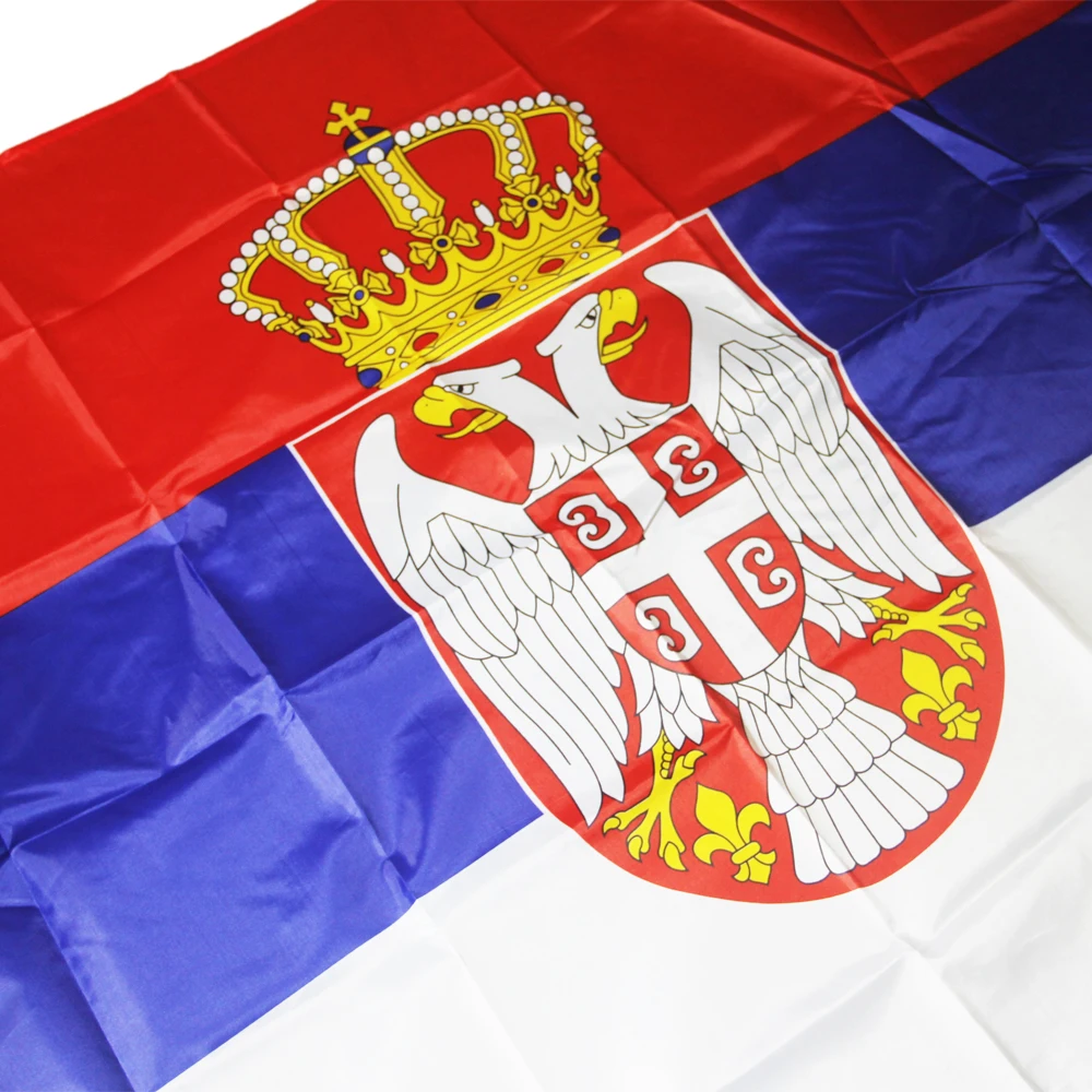 Wave flag Serbia Polyester standard Flag Pride Peace 90 *150cm Flags Republic of Serbia flag SRB Serbian bannar procession meet