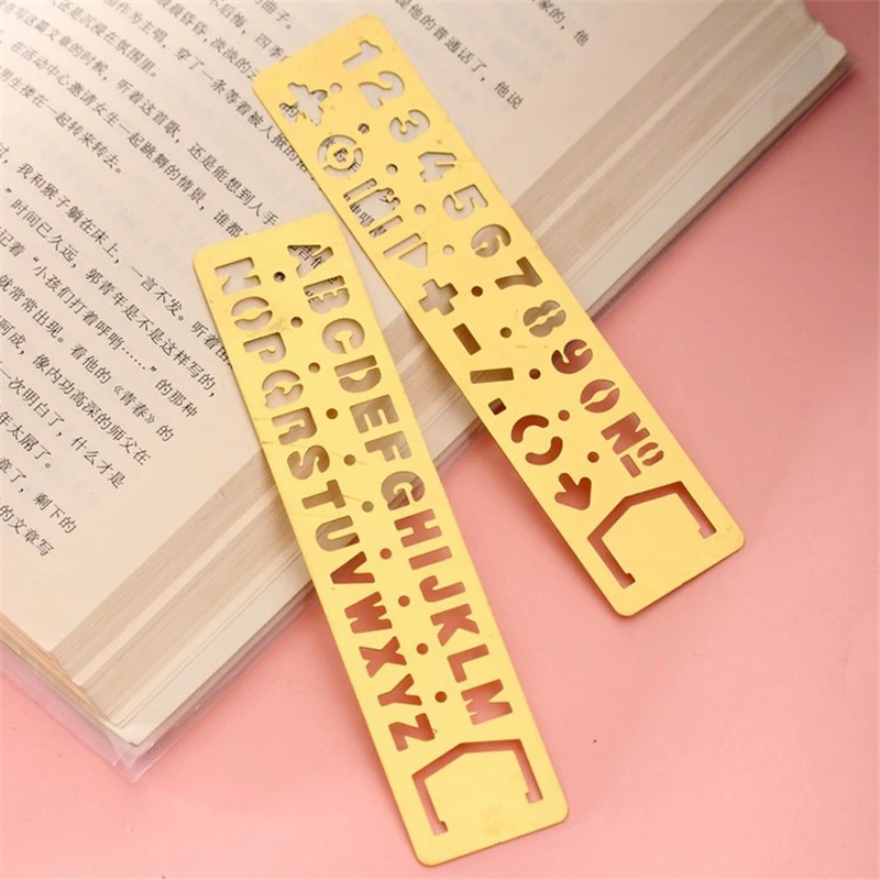 1PC Creative Vintage Hollow Metal Ruler Kawaii Letter Number Bookmark Rulers Template Ruler For Kids Gift School&Office Supplies